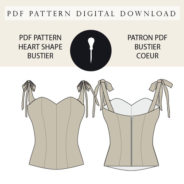 Bustier coeur, patron PDF.