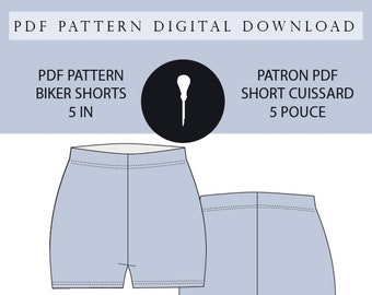 Biker shorts 5 inches pattern PDF.