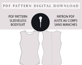 Sleeveless bodysuit PDF pattern.