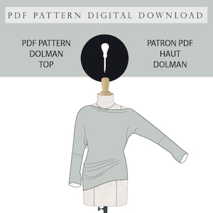 Asymmetrical Dolman Top PDF pattern.