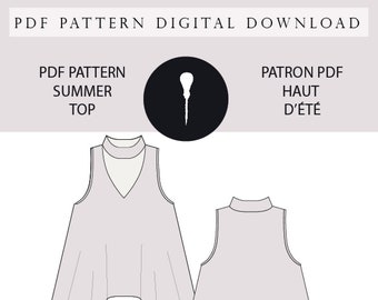 Sleeveless top pattern, Pattern sleeveless top PDF.