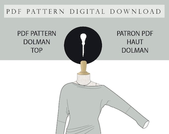 Asymmetrical Dolman Top PDF pattern.