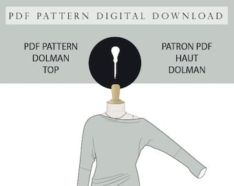 Patron Dolman asymétrique PDF pattern Dolman Top.