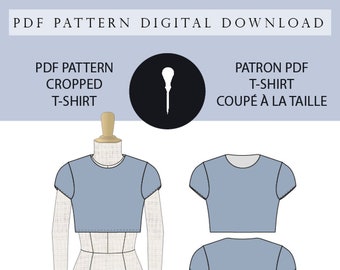 Cropped T-Shirt pattern PDF.
