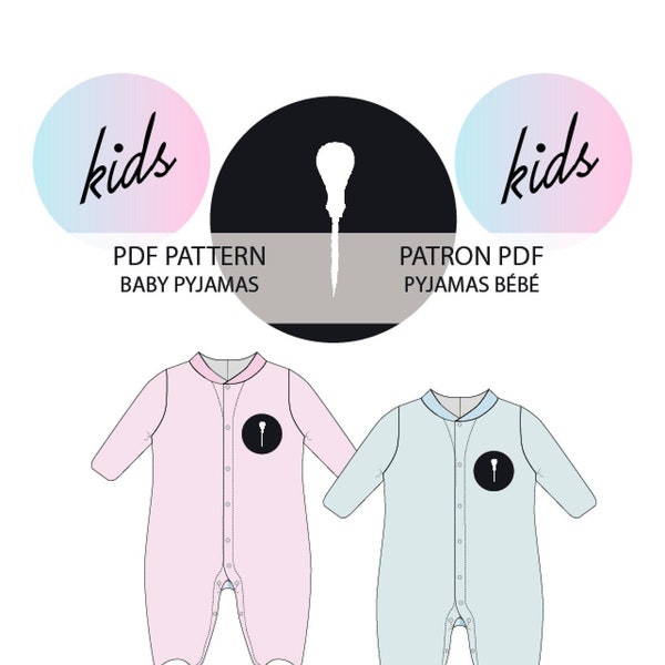 Bébé pyjamas patrons PDF Baby pyjamas pattern.