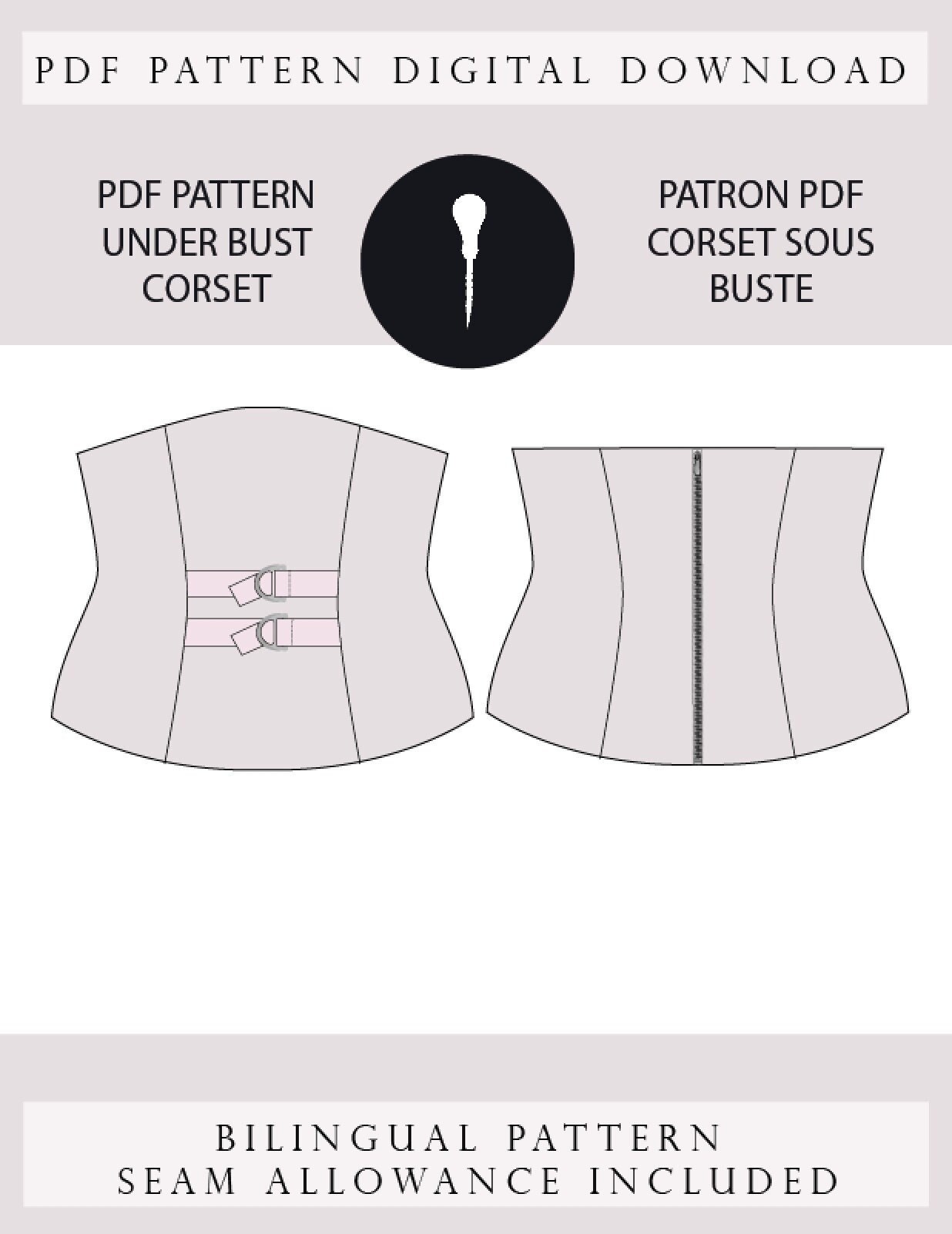 Corset Pattern TILLY the 14 Panelled Over-bust Bodysuit Sizes UK 8