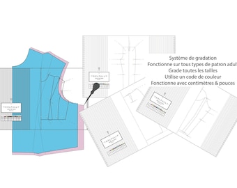 Pattern Grading, ruler set, Règles de gradation de patron.