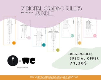 Sewing pattern grading rulers for kids PDF Digital WETRANSFER Grading ruler for children's sewing patterns.