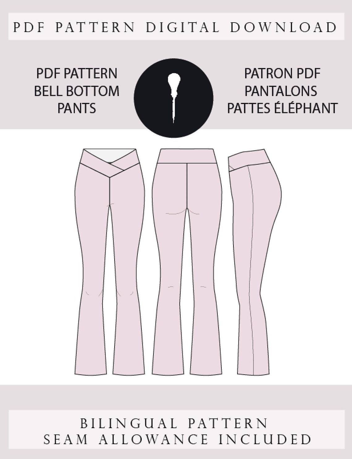 Elephant Leg Pants Pattern PDF Bell Bottom Pants Pattern. - Etsy