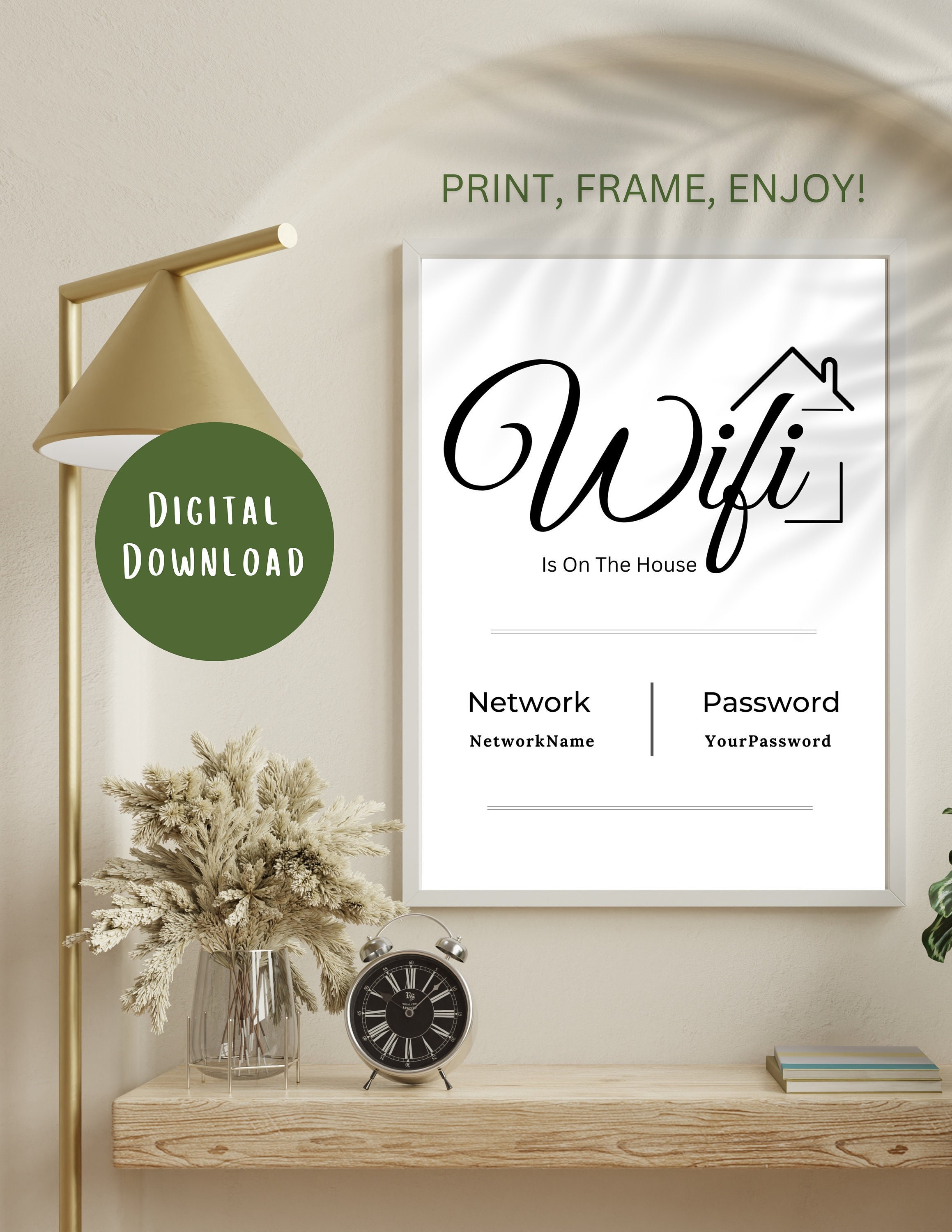 Wifi EDITABLE Printable. Digital Download. Wifi is on the House. Custom ...