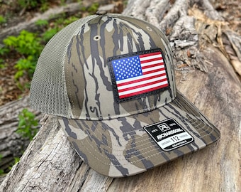 Richardson 112P Digitally Printed Leather Patch Hat-company Hand Stitched Real Leather Custom Camo American Flag Patch USA Patriotic