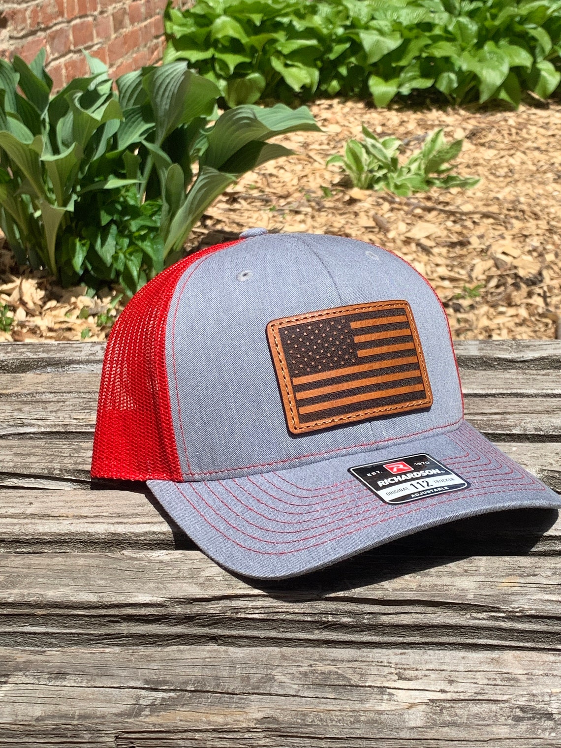 Richardson 112 Laser Engraved Leather Patch Hat American Flag Etsy