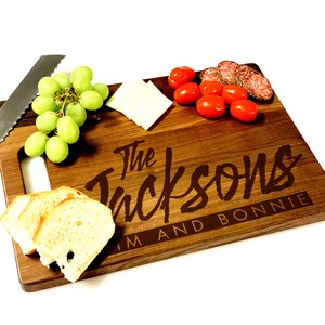 Laser Engraved Custom Wooden Cutting Board, Wedding Gift, Anniversary Gift, Personalized Wood Block, Butcher Block, Script Name w/first name