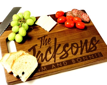 Tabla de cortar de madera personalizada grabada con láser, regalo de bodas, regalo de aniversario, bloque de madera personalizado, bloque de carnicero, nombre escrito con nombre de pila