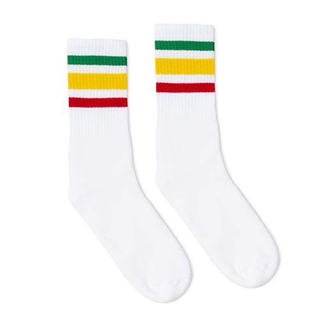 Old School Vintage Retro Crew Tube Socksrasta Striped Socks Etsy