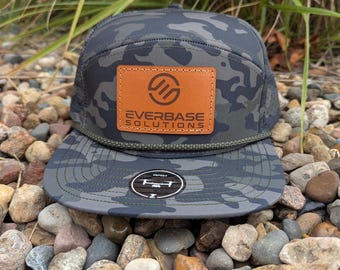 Zapped Headwear Osprey R+ Laser Engraved Leather Patch Hat-Company Hand Stitched Real Leather Custom Shape Your logo here