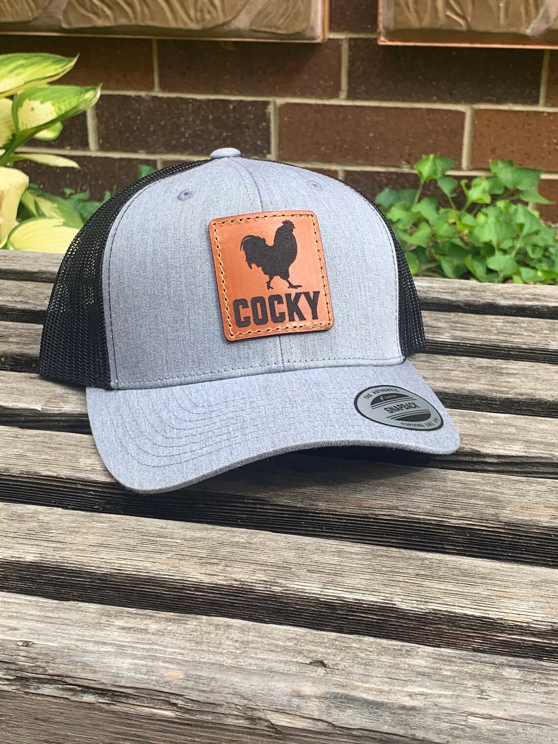 Cocky Yupoong 6606 Laser Engraved Leather Patch Hat-cocky Chicken ...
