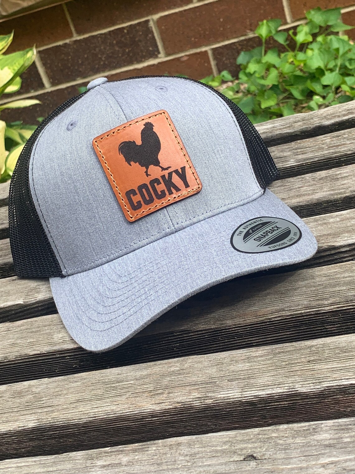 Cocky Yupoong 6606 Laser Engraved Leather Patch Hat-cocky Chicken ...