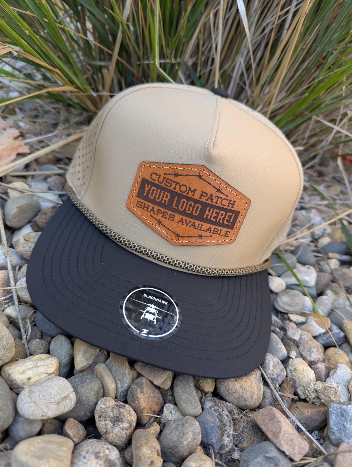 Zapped Headwear Blackhawk R+ Laser Engraved Leather Patch Hat