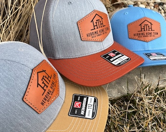 Custom Patch Shape Customized Richardson 112 Laser Engraved Leather Patch Hat-company Hand Stitched Real Leather Custom Shape Your logo here