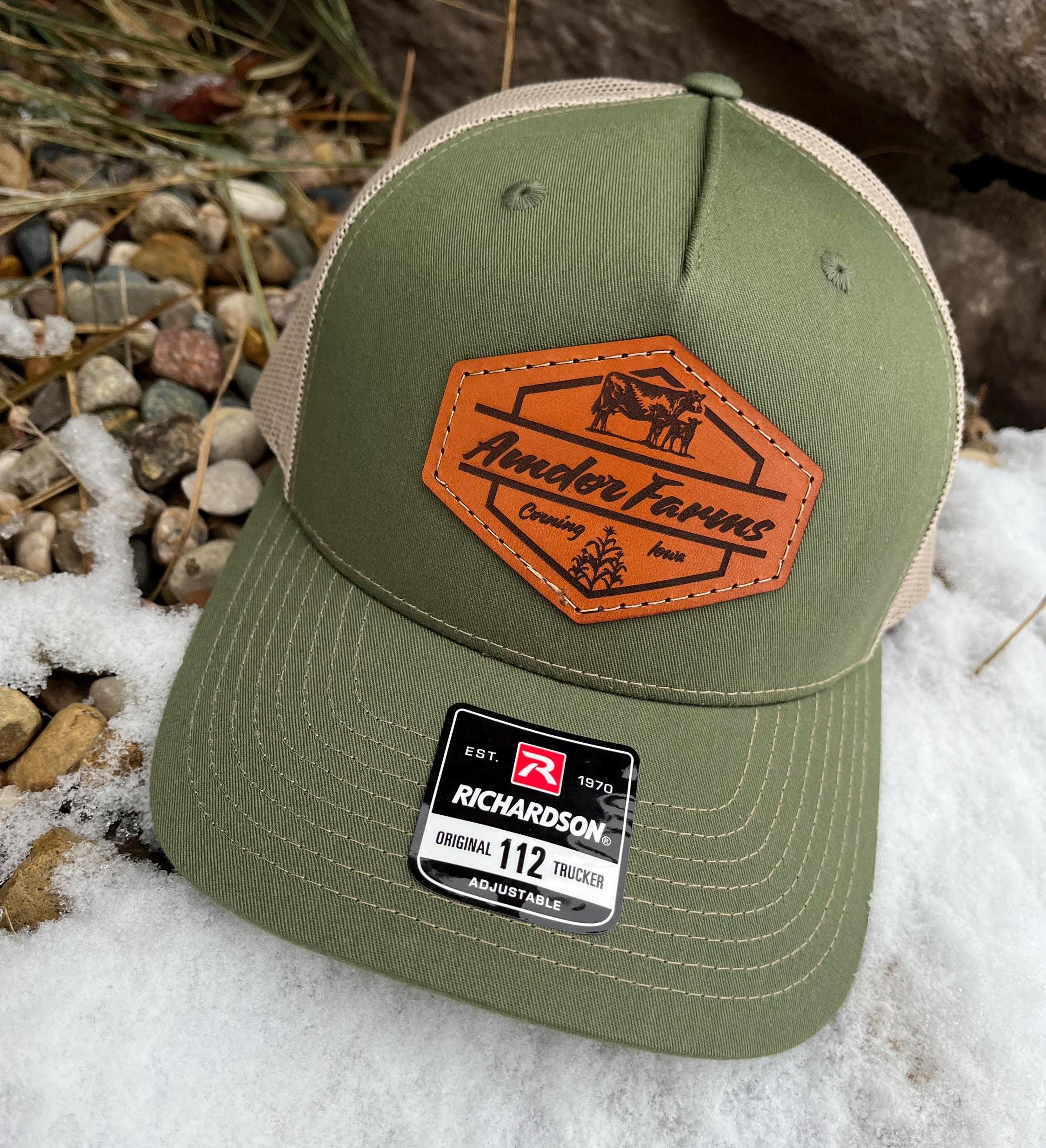 Richardson 112FP Laser Engraved Leather Patch Hat- Personalized