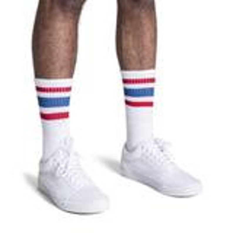 Old School Vintage Retro Crew Tube Socks Red/blue Striped Etsy