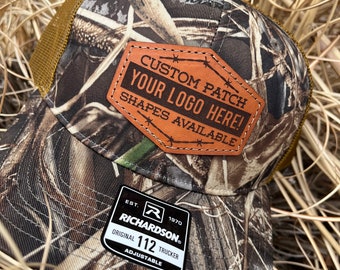 Richardson 112P Laser Engraved Leather Patch Hat-company Hand Stitched Real Leather Custom business logo patch