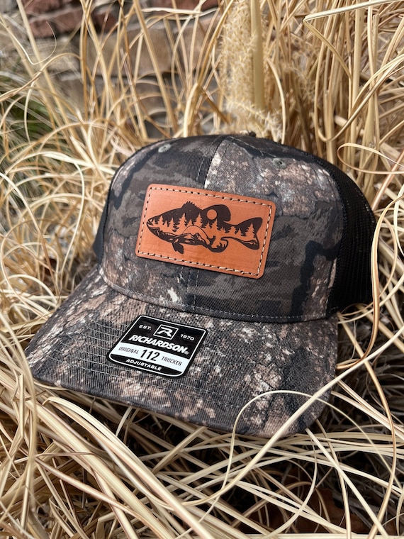 Leather Patch Camo Richardson 112P Snapback Laser Engraved Leather