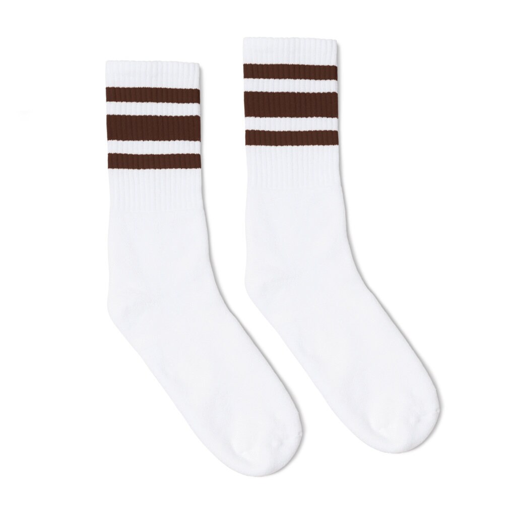 Old School Vintage Retro Crew Tube Socks Brown Striped Socks Etsy
