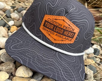 Custom Leather patch hat your logo here-Jacked Hats-5 panel rope snapback hat