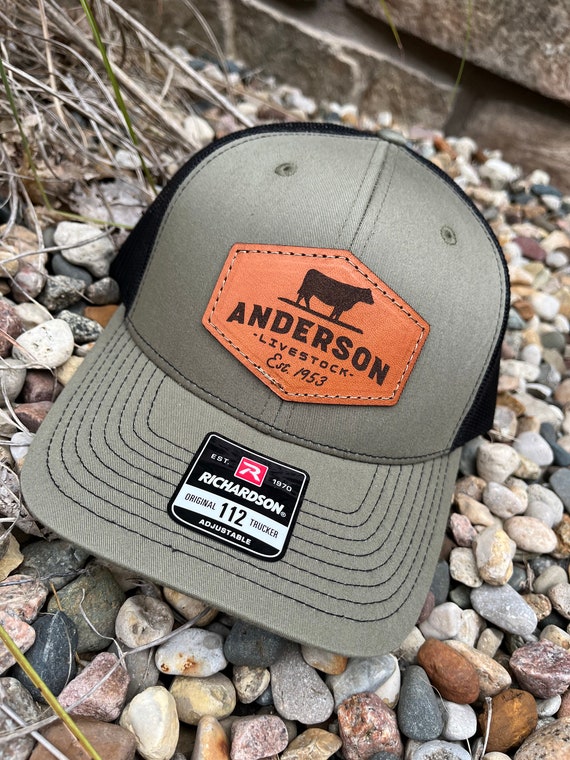 Custom Patch Shape Customized Richardson 112 Laser Engraved Leather Patch  Hat-company Hand Stitched Real Leather Custom Shape Your Logo Here 