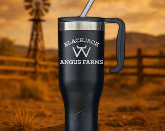 Gobelet gravé Bison Coolers - 40 oz - Nom de la ferme personnalisé avec marque personnalisée - Gravure laser - Ferme - Ranch - Marque de bovins