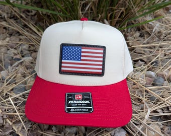 American Flag Richardson 323FPC Digitally Printed American Flag Leather Patch Hat- Patriotic Hat Fourth of July