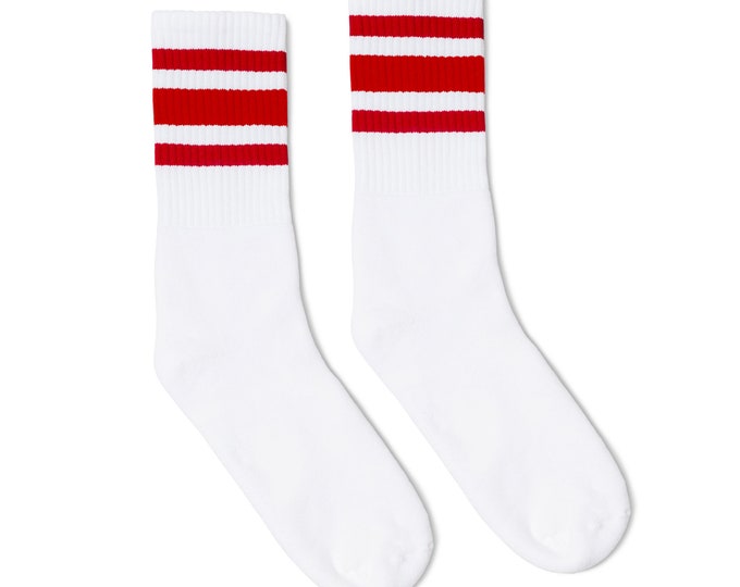 Old School Vintage Retro Crew Tube Socks Red Striped Socks - Etsy