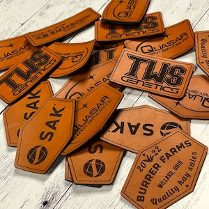 Custom Leather Patches Laser Engraved Genuine Authentic Cowhide Leather Patch Your Logo Here Company Logo Business Logo