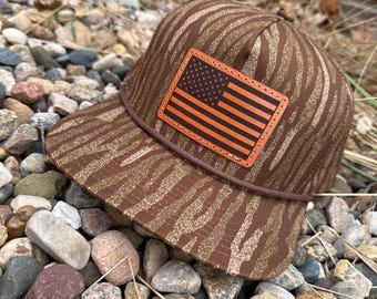 American Flag USA patriotic Leather patch hat-Jacked Hats-5 panel rope snapback hat