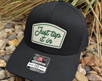 Richardson 112 Digitally Printed Just Tap It In Golf Ball Textured Leather Patch Hat- Real Leather