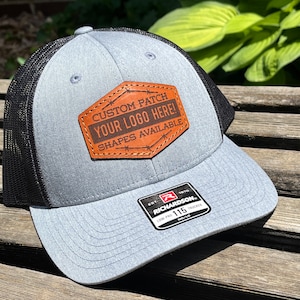 Custom Patch Shape Customized Richardson 115 Laser Engraved Leather Patch Hat-company Hand Stitched Real Leather Custom Shape Your logo here