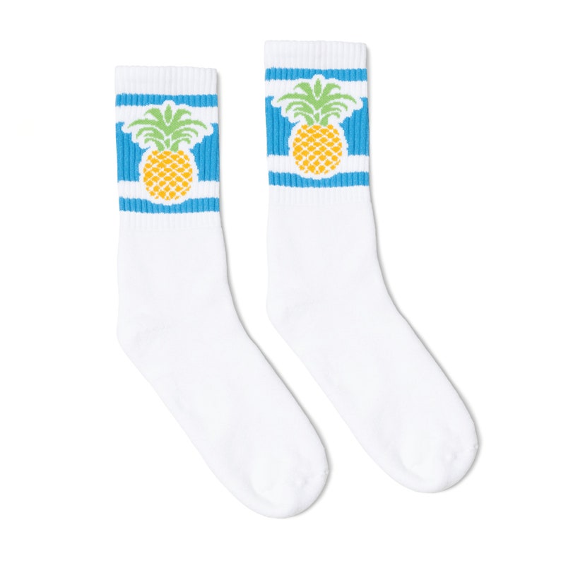 Pineapple Striped socks Old School Vintage Retro Crew Tube Socks