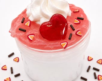 Strawberry Heart sweet scented DIY Clay Slime