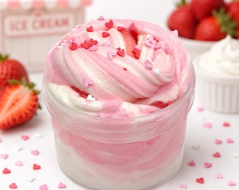 Strawberries and Cream Cloud Dough Slime – Smooth Texture, ASMR Toy