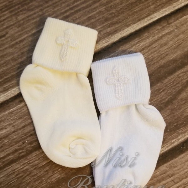 Christening, Baptism Boy Socks, White or Ivory, Nylon, Perfect for Special Occasion, Boy Baptism Outfit