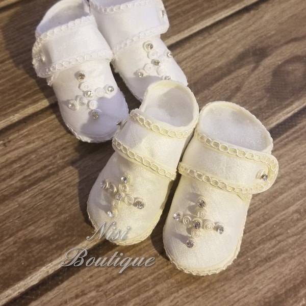 Beautiful Baptism Baby Boy Shoes, Ivory or White Christening Boy Shoes, Baby Boy Shoes, Ivory Baby Boy Shoes, White Baby Boy Shoes