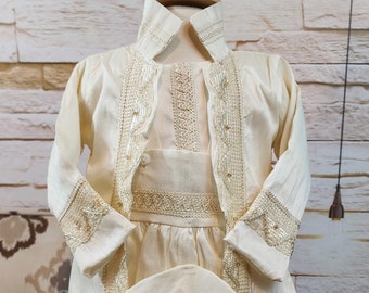 Baby Boy Christening Outfit Prince Model, Ivory Blessing or Baptism, Boy Baptism Outfit, Four Pieces Traje Modelo Español Color Blanco