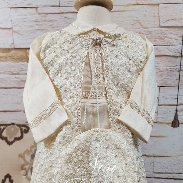 Baby Boy Christening Outfit Prince Model, Ivory Blessing or Baptism, Boy Baptism Outfit, Four Pieces Traje Modelo Español Color Ivory