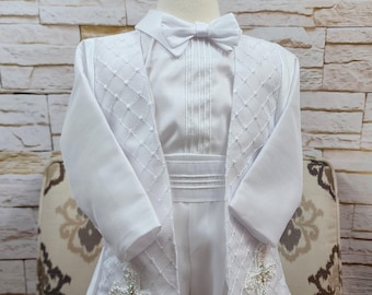 Baby Boy Christening Outfit, White Blessing or Baptism Outfit, Boy Baptism Outfit, Four Pieces Traje Modelo Español de 4 piezas Color Blanco