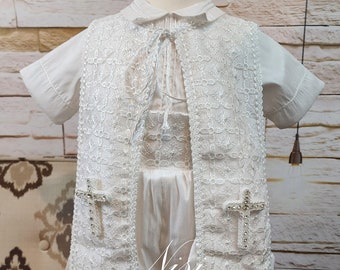 Baby Boy Christening Outfit, White Blessing or Baptism Outfit, Boy Baptism Outfit, Four Pieces Traje Modelo Español de 4 piezas Color Blanco