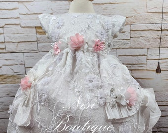 Spedizione gratuita Abito da battesimo, Abito da battesimo, Abito bianco per bambina, Abito per qualsiasi occasione speciale, Hermoso vestido Blanco Bautizo