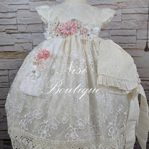 Free Shipping Baptism Dress, Christening Gown, Baby Girl Ivory Dress, Any Special Occasion Dress, Hermoso Vestido Ivory Bautizo
