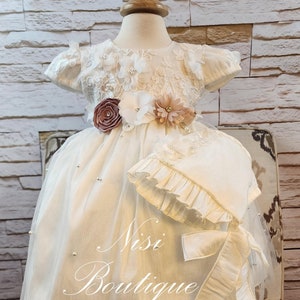 Free Shipping Baptism Dress, Christening Gown, Baby Girl Ivory Dress, Any Special Occasion Dress, Hermoso Vestido Ivory Bautizo